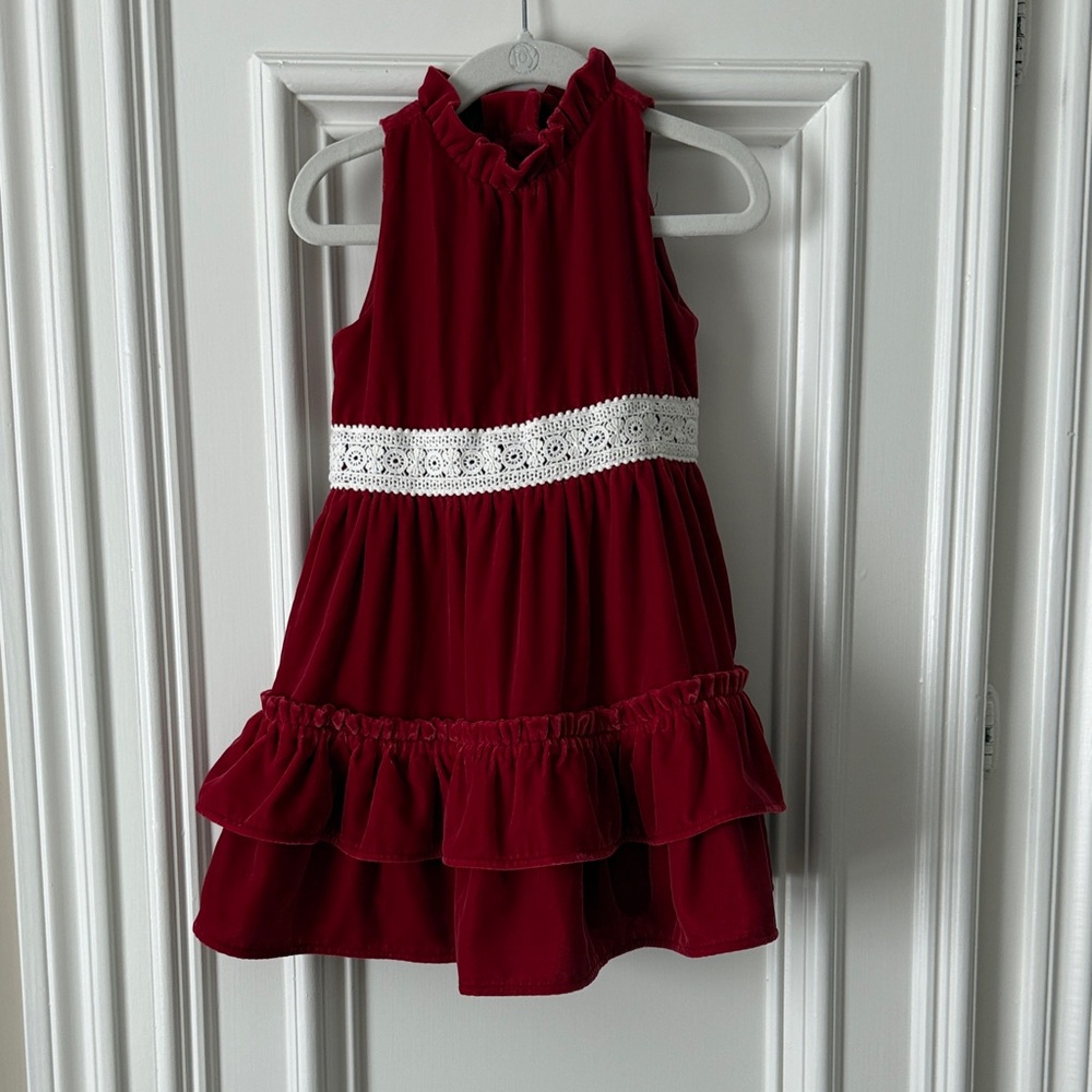 Janie & Jack Red Dress with Lace Detail